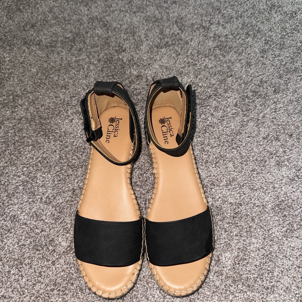 Jessica Cline Black and Tan Women's Sandals